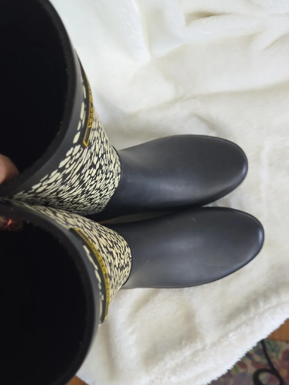 Vera Bradley Black & Cream Leopard-Print Rain Boots Size 7